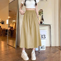 Camel colour wide leg skirt with elastic waistband and drape detailing