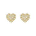 S925 silver heart-shaped stud earrings with moissanite stone in gold colour.