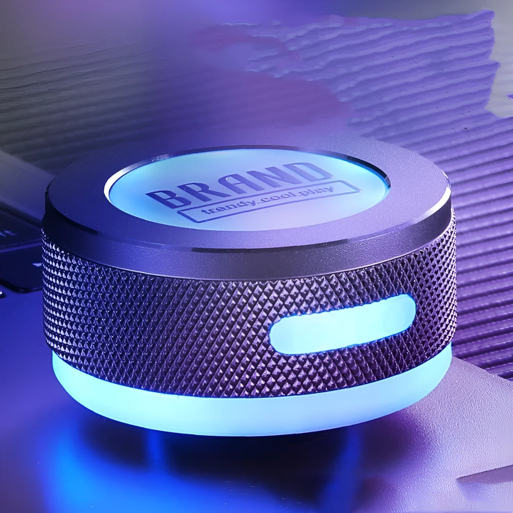 Silver bone conduction TWS Bluetooth speaker with RGB lighting and waterproof design