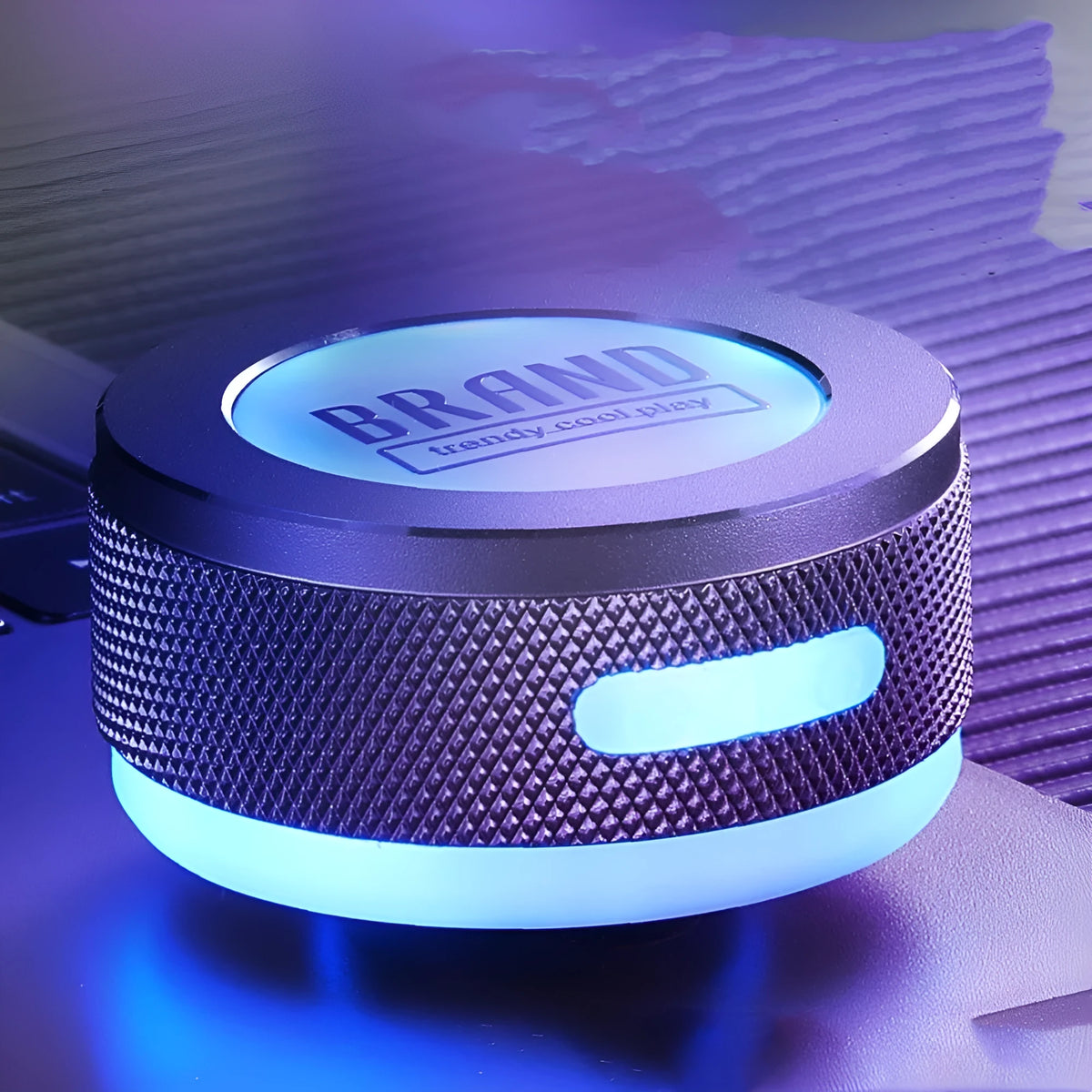 Silver bone conduction TWS Bluetooth speaker with RGB lighting and waterproof design