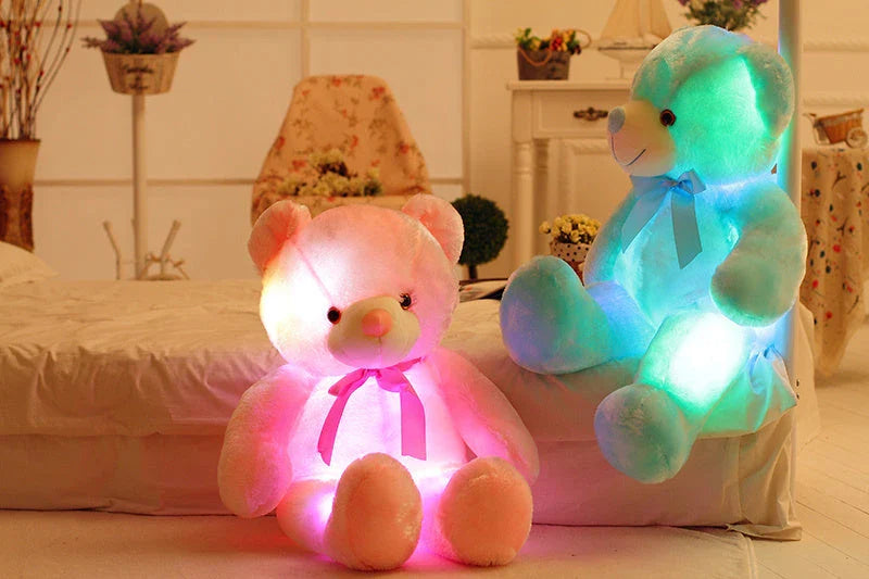 Illuminating Plush Teddy Bear with LED light display in various colors