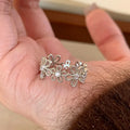 Metal geometry lace hollow flower ring for women in silver electroplated finish