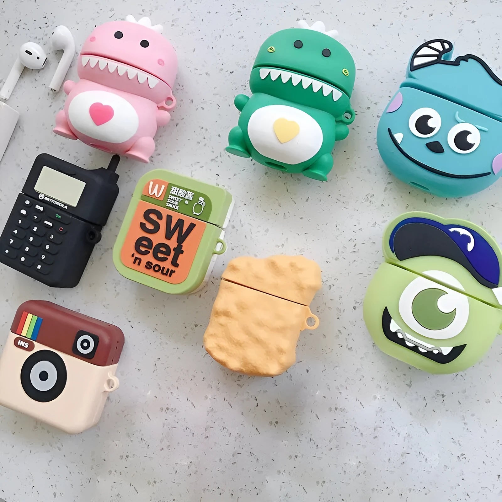Cartoon animal design silicone case for AirPods 1 and 2 in multiple colour options