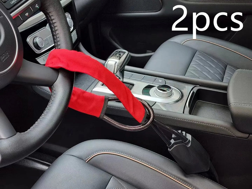 General Motors car steering wheel lock with wire rope and copper core in red colour