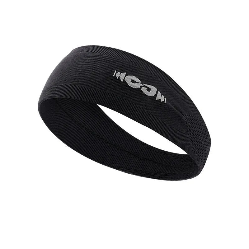 Seamless knitted exercise hair band in classic black, carbon grey, and purplish blue.