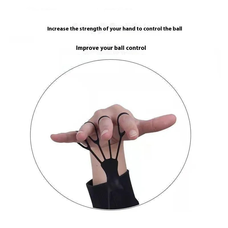 A black shooting brace for basketball finger training with Fengshui ball points visible on its surface.