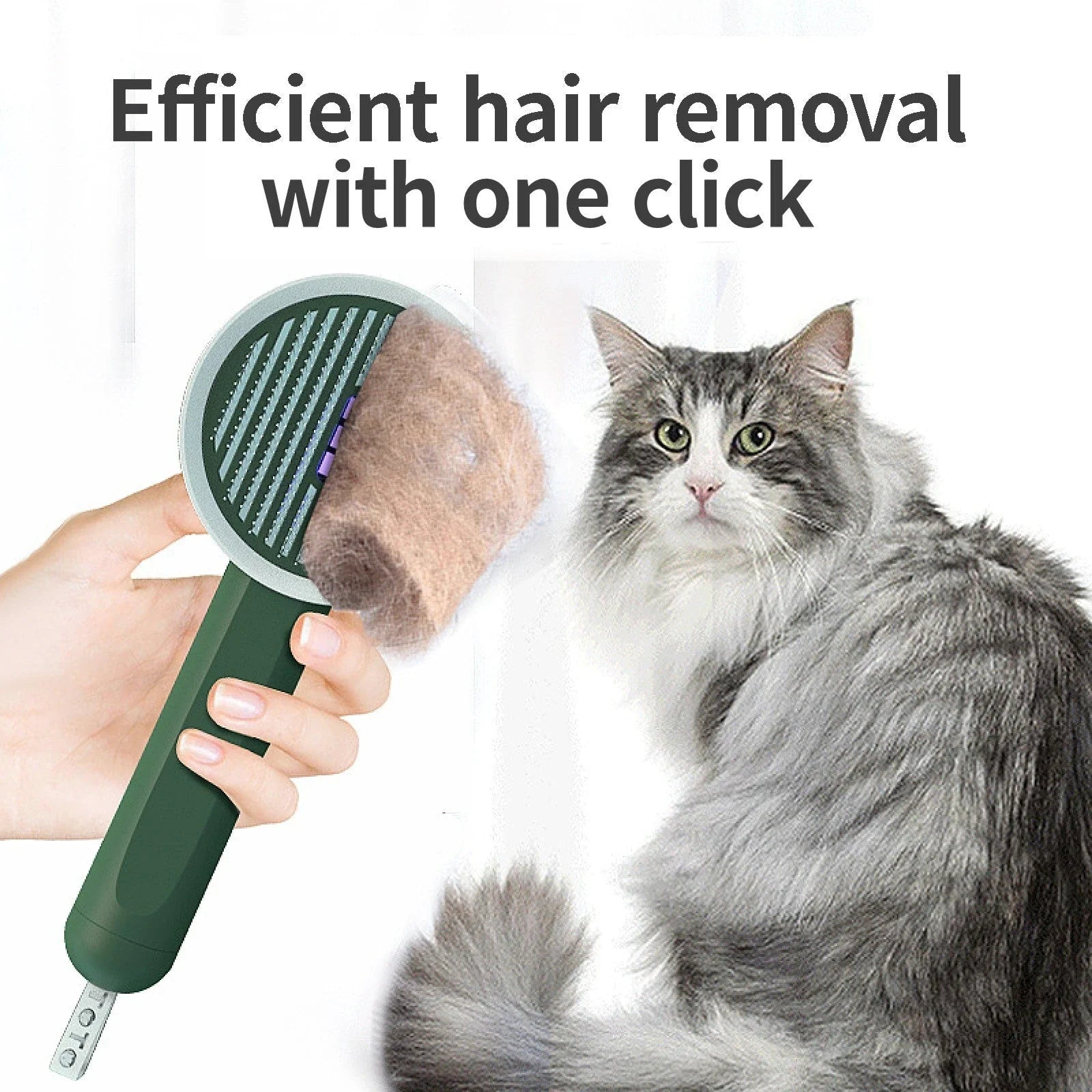 Rechargeable pet hair grooming brush with floating comb head for effortless detangling and dematting of cat and dog coats