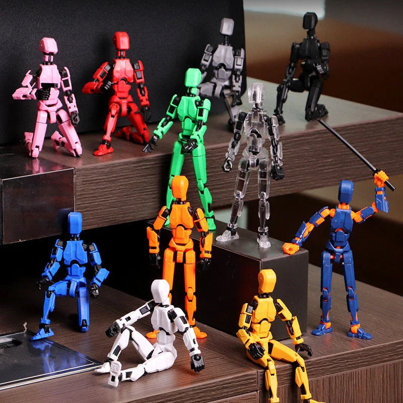 Posable 3D printed action figure mannequin toy with multi-jointed design for customizable poses and actions