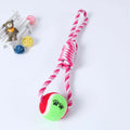38cm long cotton string dog toy in red and white or blue and white colours for medium large breeds