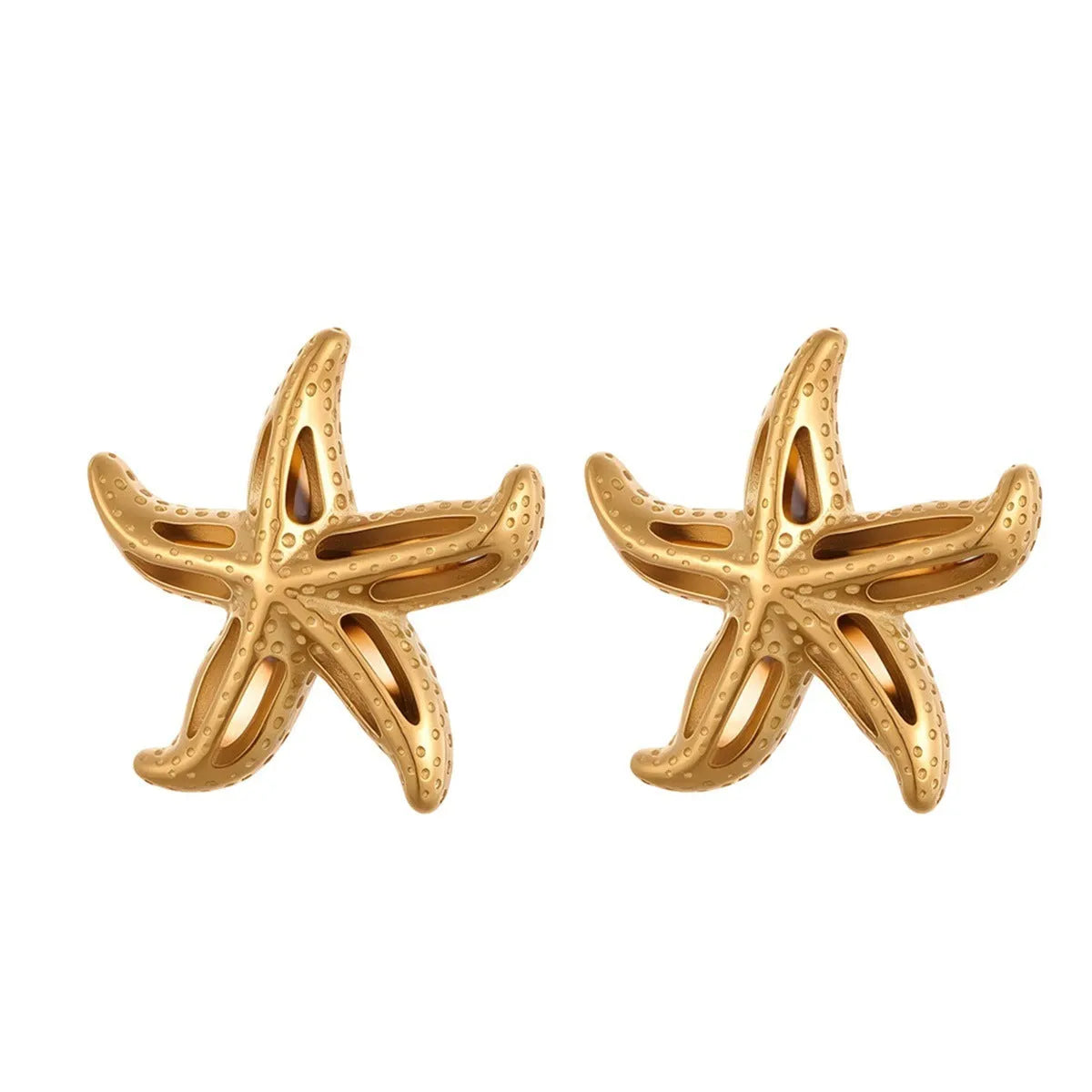 Design Sense starfish stud earrings in 18K gold plated stainless steel for women