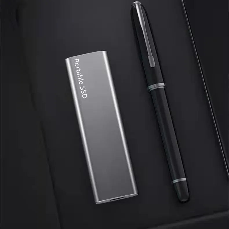 Ultra-thin metal shell mobile SSD external hard drive in red, black, blue, or silver interface colours