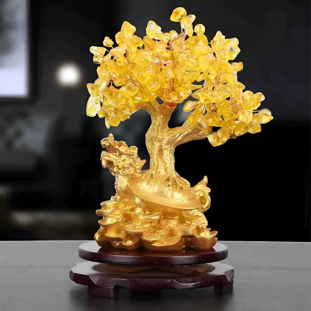 Citrine small water turtle money tree decorative ornament with Chinese style animal modelling
