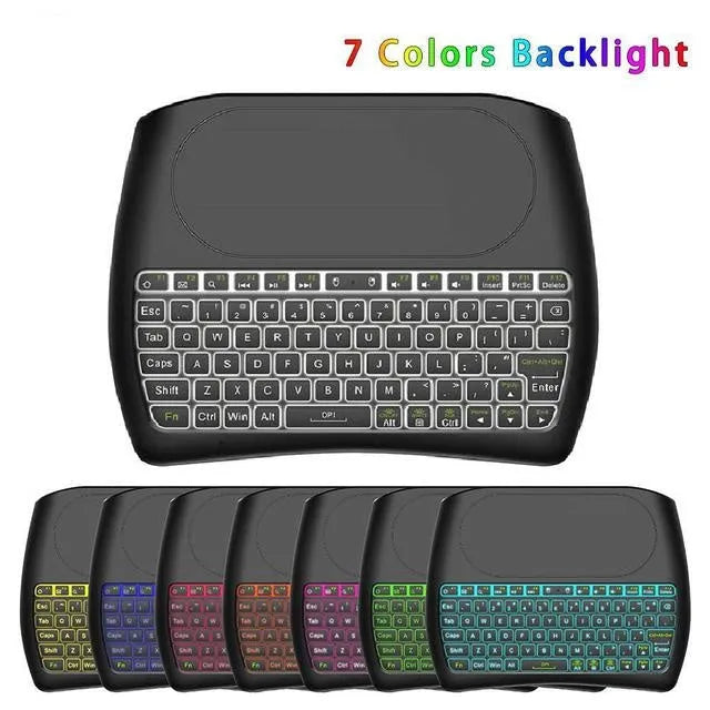 Black D8 Pro wireless mini keyboard with built-in touchpad and 78 QWERTY keys