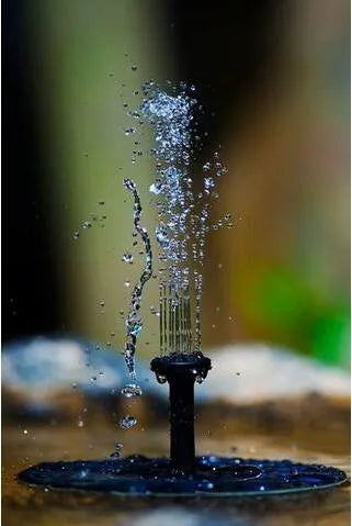 Black solar floating fountain pump with four spray nozzles for garden ponds and water features