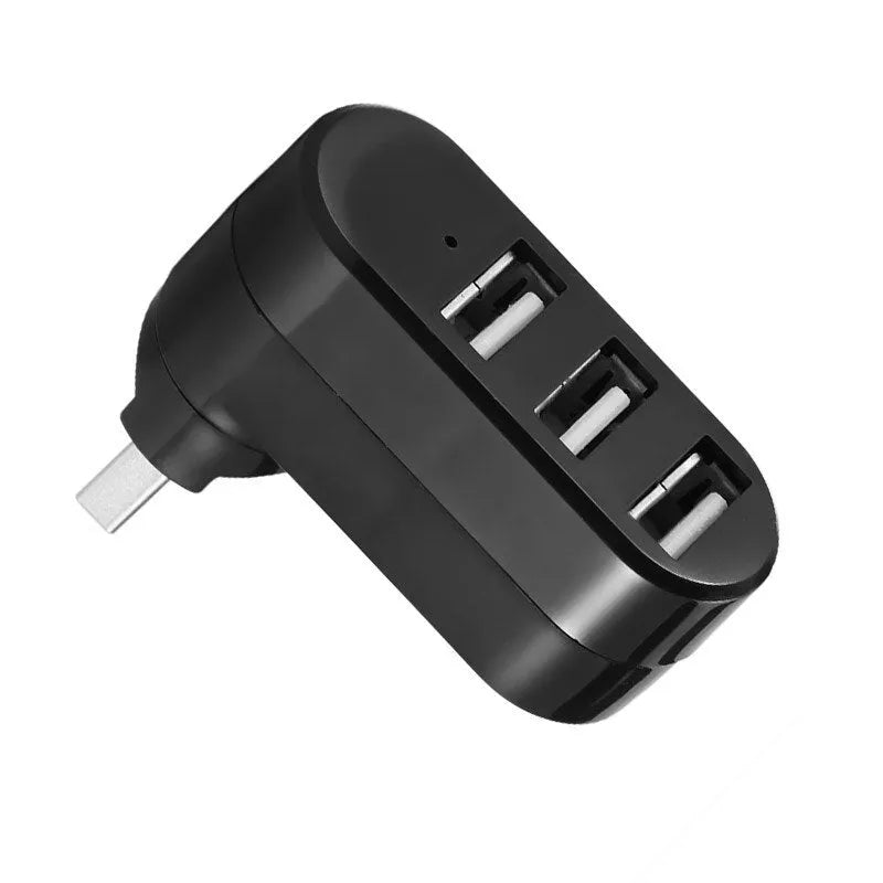 Black and white 4-port USB 2.0 hub for laptop connectivity expansion