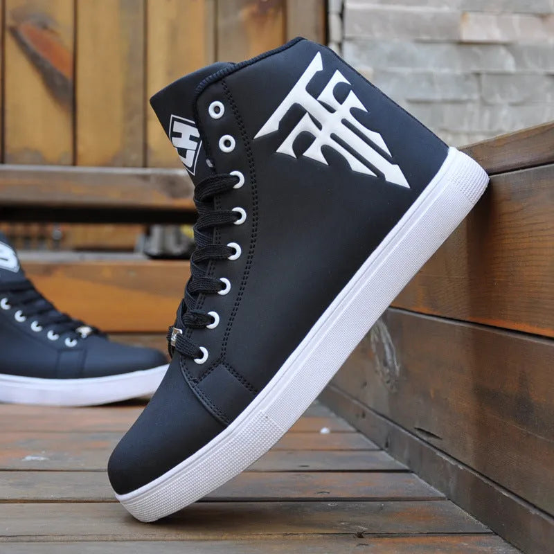 Men's Martin boots high top sneakers with rubber sole and cotton lining in black, white, or green