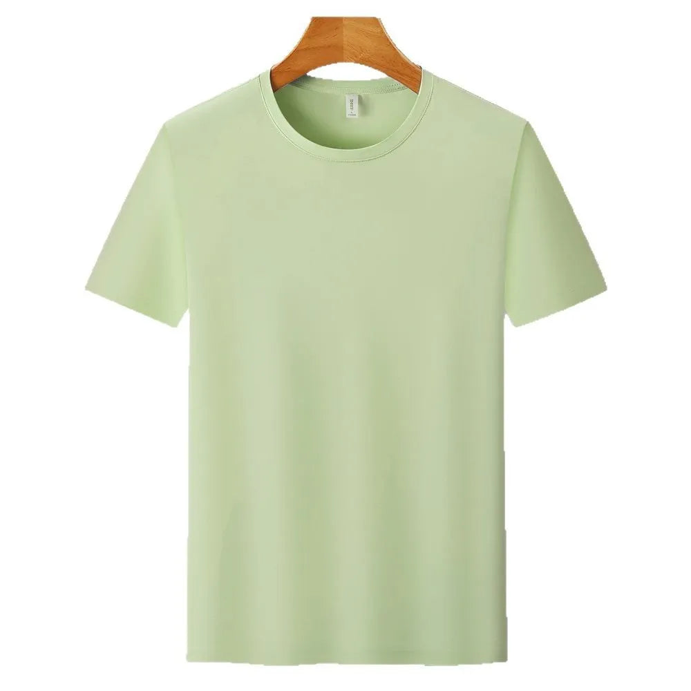 Ice silk quick-drying T-shirt in slim fit with short sleeves in solid colour options