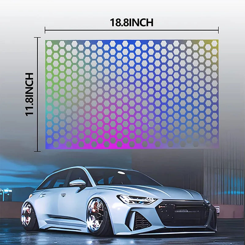 Honeycomb pattern car taillight decoration sticker sheet in black, carbon, and colourful options