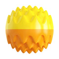 Blue squeaky dog ball toy with dental cleaning bumps and irregular texture for aggressive chewers