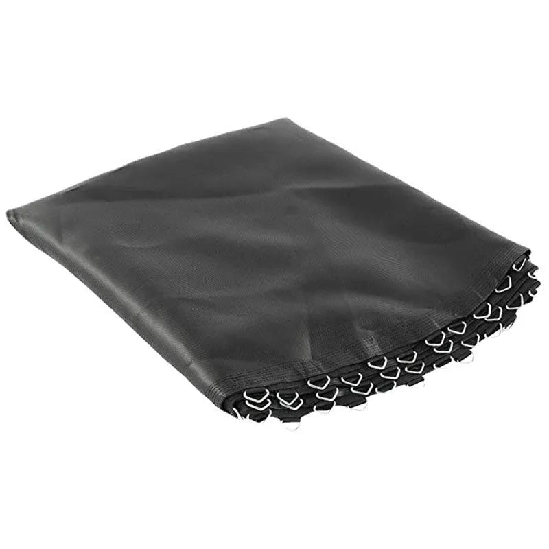 Large round white trampoline elastic fabric replacement mat with multiple attachment buttons around the edge.