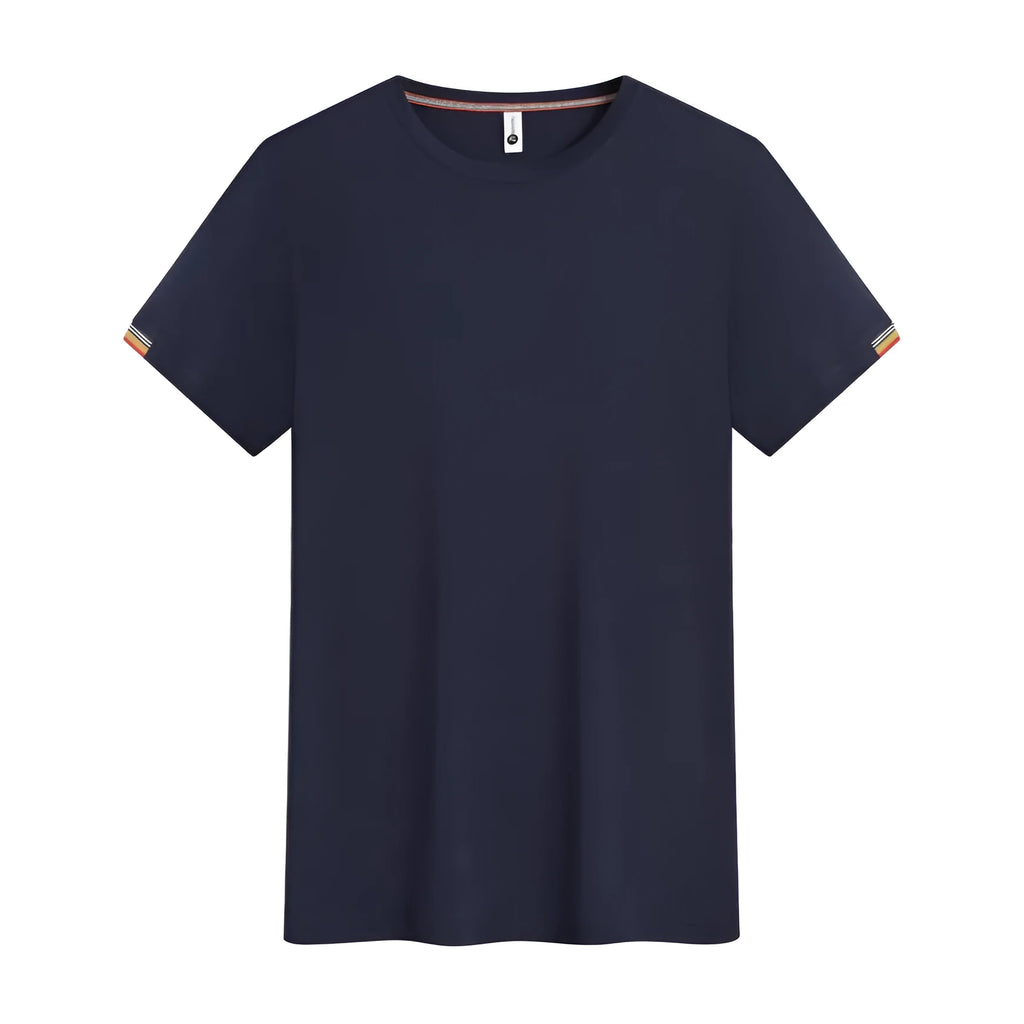 Men's round neck business attire shirt in ice fibre chemical blend fabric available in multiple colours