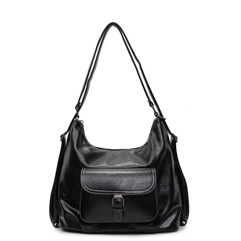 Summer fashion all-match shoulder bag in PU with horizontal square shape and double shoulder straps