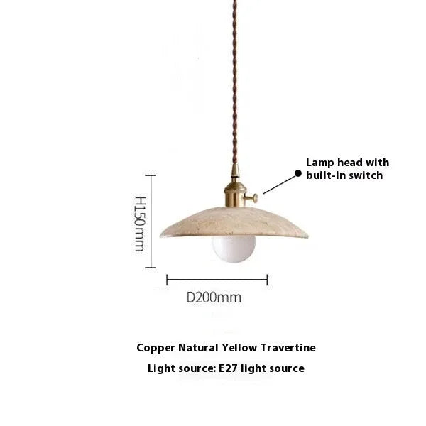 Modern cream-yellow huangdongshi stone chandelier, LED suspension ceiling light for study or restaurant.