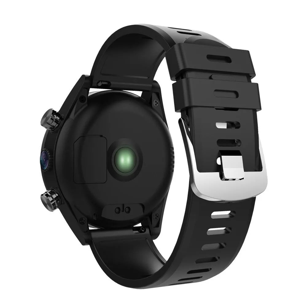 All netcom 4G smart watch in black with heart rate and blood pressure monitoring on touch TFT screen