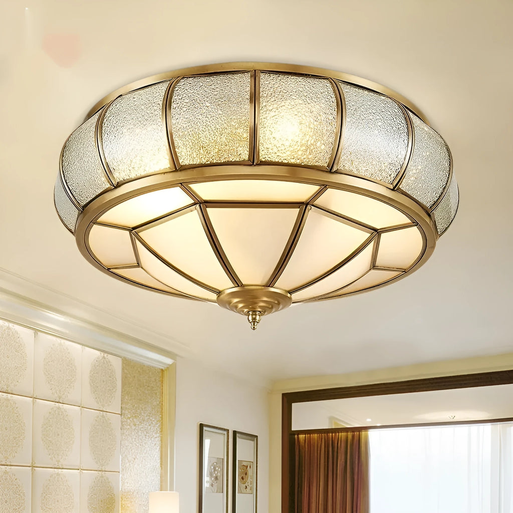Copper ceiling wall lamp with tri colour light, 35cm diameter, for corridor bedroom balcony