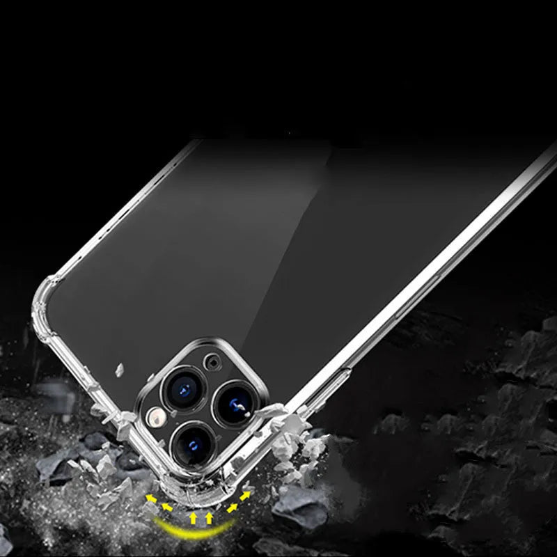 Thickened transparent iPhone case with four-corner airbag protection for drop resistance