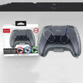 Transparent grey hard plastic game controller storage case showing inside space for controller