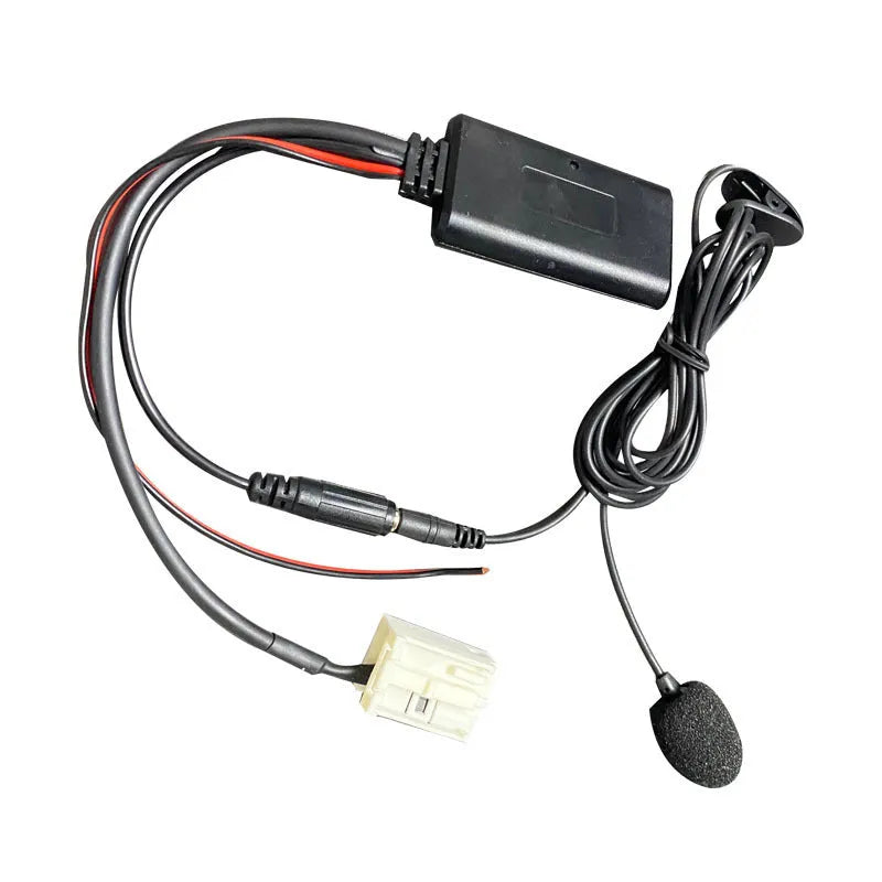 Bluetooth audio interface cable for Citroen and Peugeot RD4 car stereos with a connector and wiring.