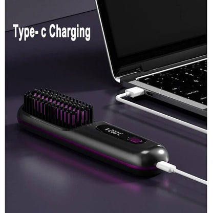 Cordless Hair Straightener Brush with Wireless Design, Advanced Heating Technology, and High-Capacity Battery for Effortless Salon-Quality Styling