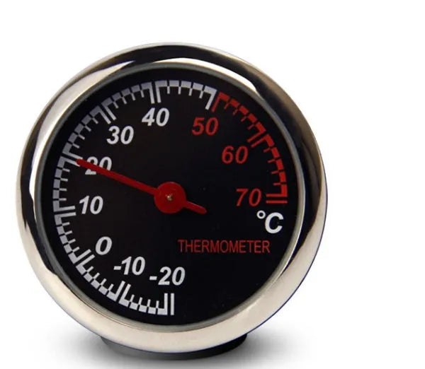 Luminous car clock and thermometer in black, blue, red or white plastic, Mini clock or Thermometer model