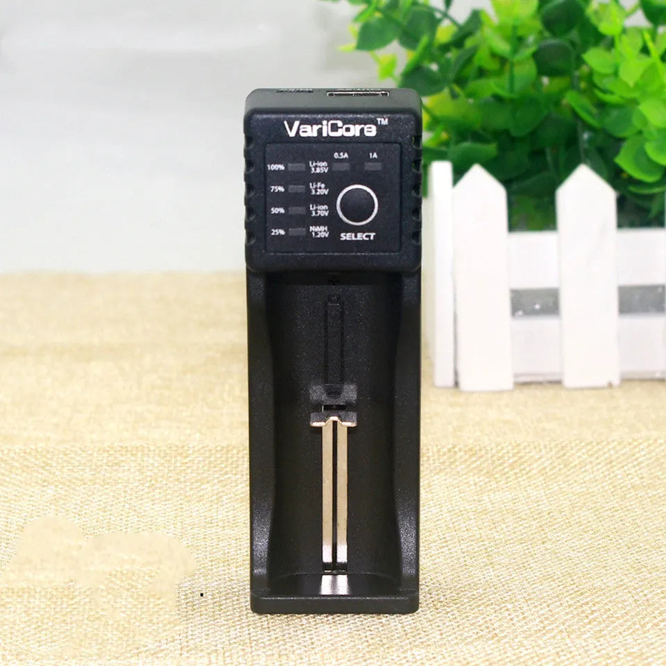 V10 universal battery charger for 18650, 26650, AA and AAA with USB boost output and LED indicator