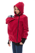 Red women's loose fit polar fleece sweater with long sleeves for autumn and winter.