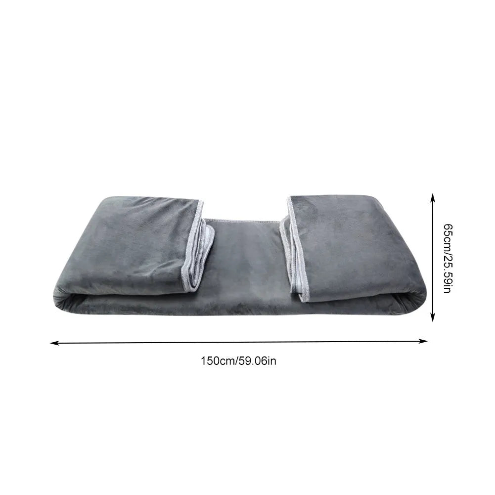 Tweed electric heating blanket in solid grey colour on a bed