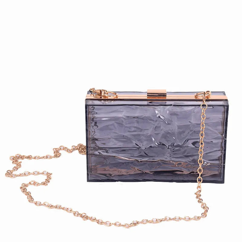 Transparent hard acrylic shoulder bag 18x11x5cm with European chain resin necklace