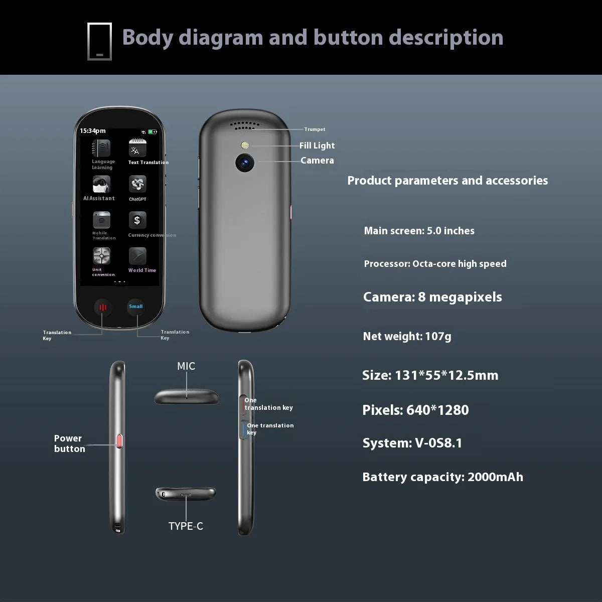 Black business simultaneous interpretation translator with lanyard for international meetings