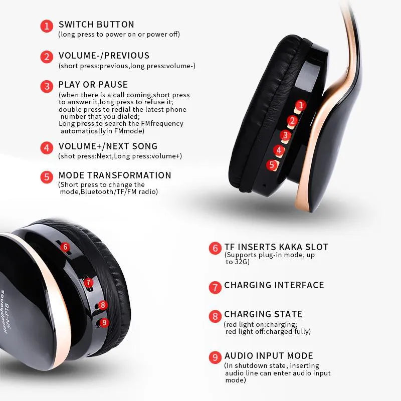 HobbyLane Bluetooth wireless headset in black colour with 40mm drivers and charging cable