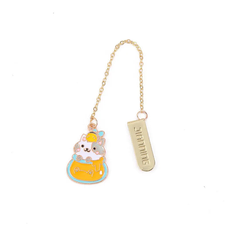 Jane Lime cute cartoon cat metal bookmark with food-themed designs on a 18.3cm PVC and paper card.