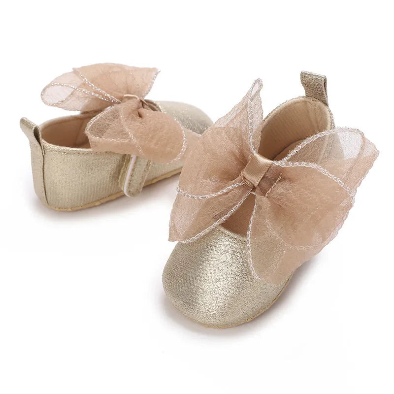 Baby toddler Princess shoes with artificial PU upper and Velcro fastening, 11cm to 13cm, in black gold silver or pink