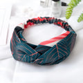 Red cloth women's headband with banana leaf cross pattern design for hair management
