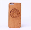 Wooden phone case with crown engraving for iPhone, compatible with multiple models