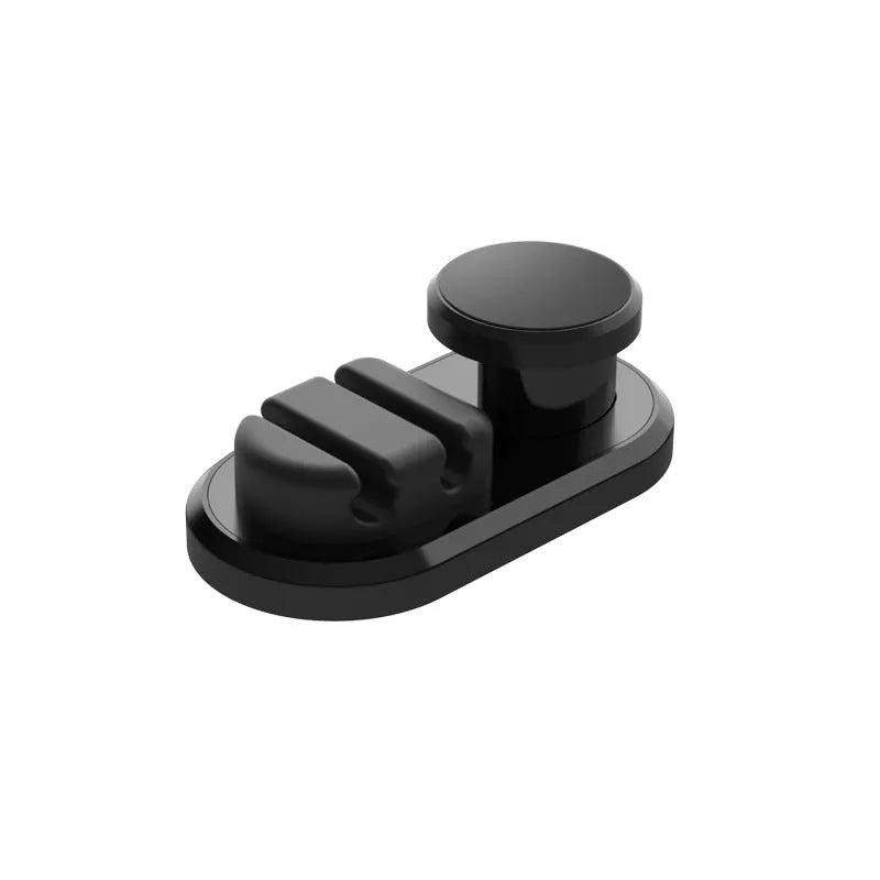 Compact dark green ABS silicone data cable storage hook for car or home use.