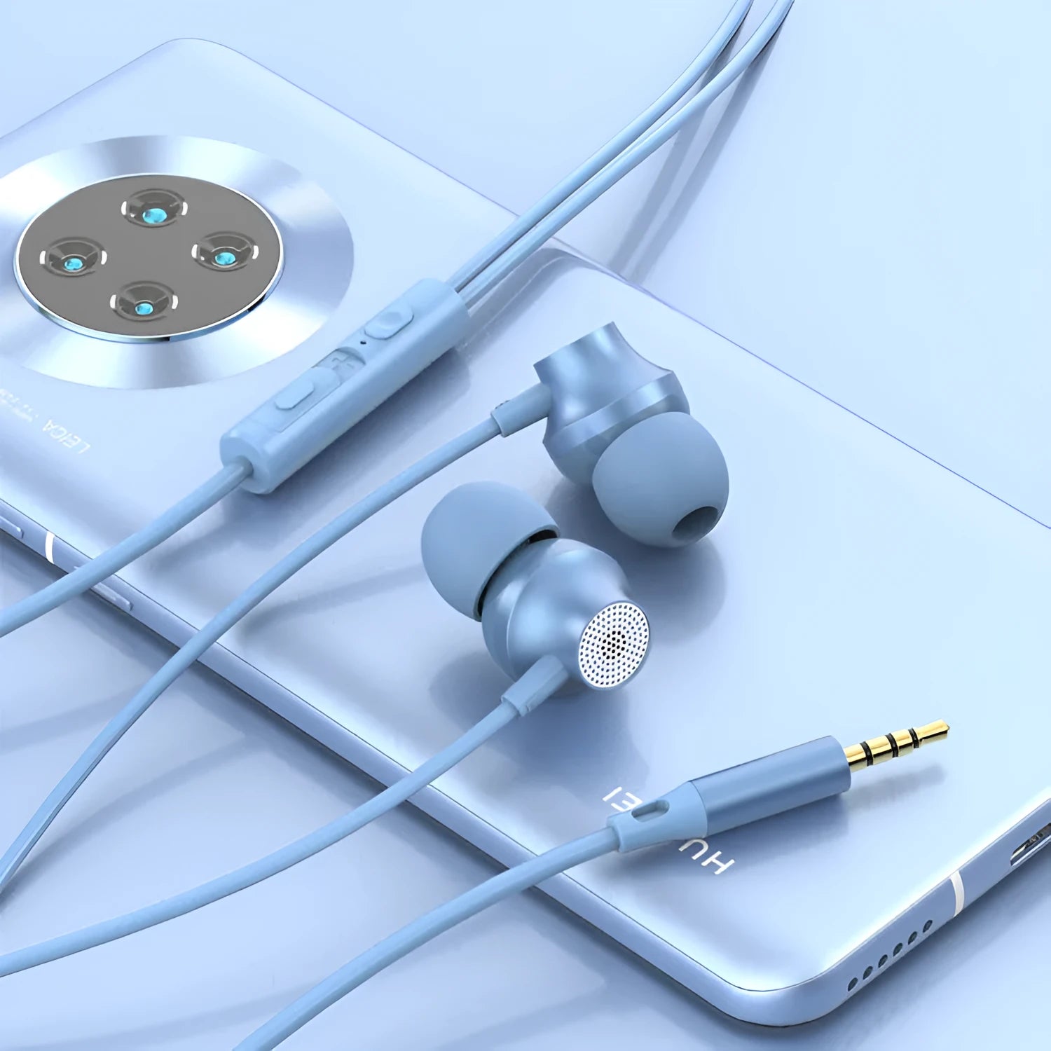 In ear wired subwoofer metal earphones with 3.5mm plug and microphone, black and white options