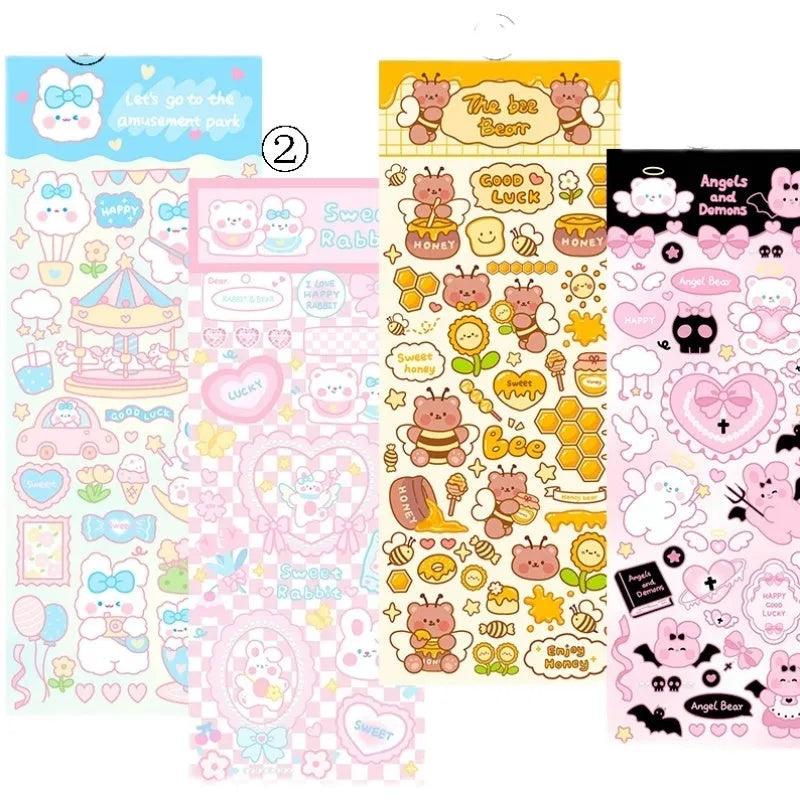 A pack of colourful cartoon-style PVC waterproof stickers for decorating notebooks and planners.