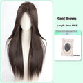 Women's fluffy full-head wig with forehead lace construction in brown black colour with natural hairline appearance