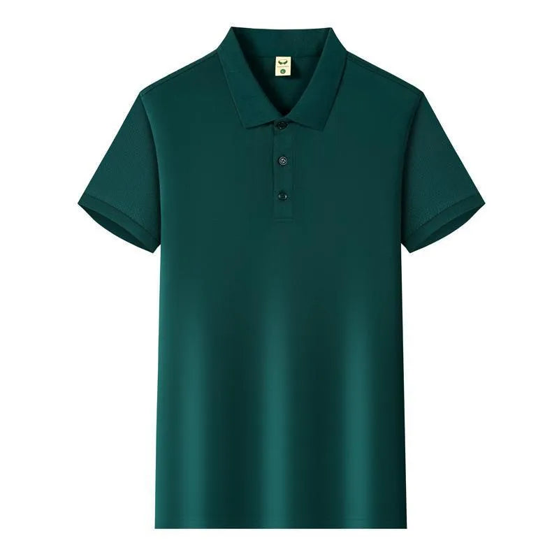 Men's ice silk short sleeve lapel business shirt in multiple colours with slit styling detail