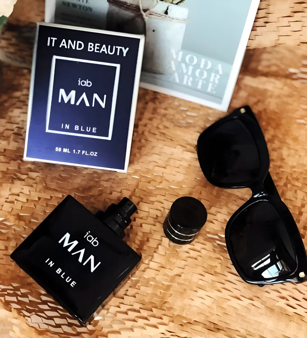 50ml glass bottle of men's citrus perfume with spray top